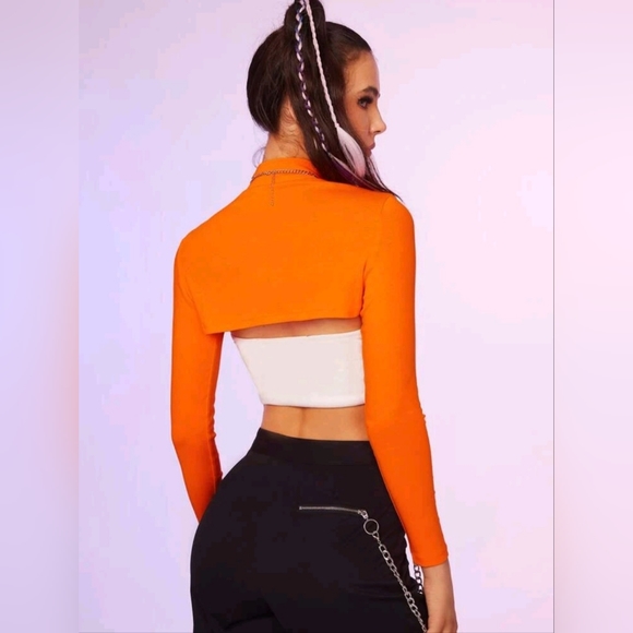 NWOT Mock Neck Super Crop Shrug Top - Picture 2 of 5